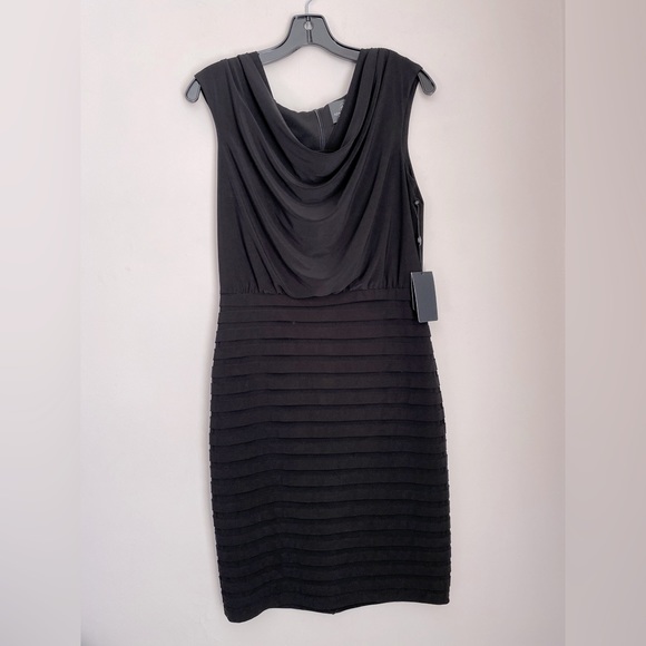 NWT Adrianna Papell Women's Cowl-Neck Blouson Dress, Size 6 Black - Picture 2 of 7